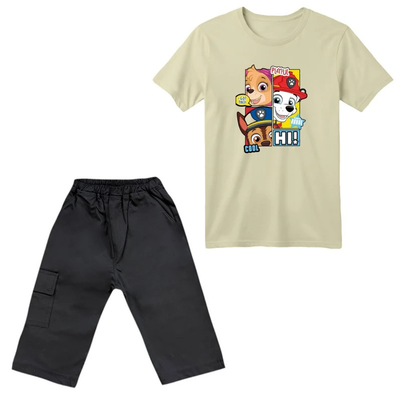 ست تی‌شرت آستین کوتاه و شلوارک پسرانه مدل سگ های نگهبان کد 01