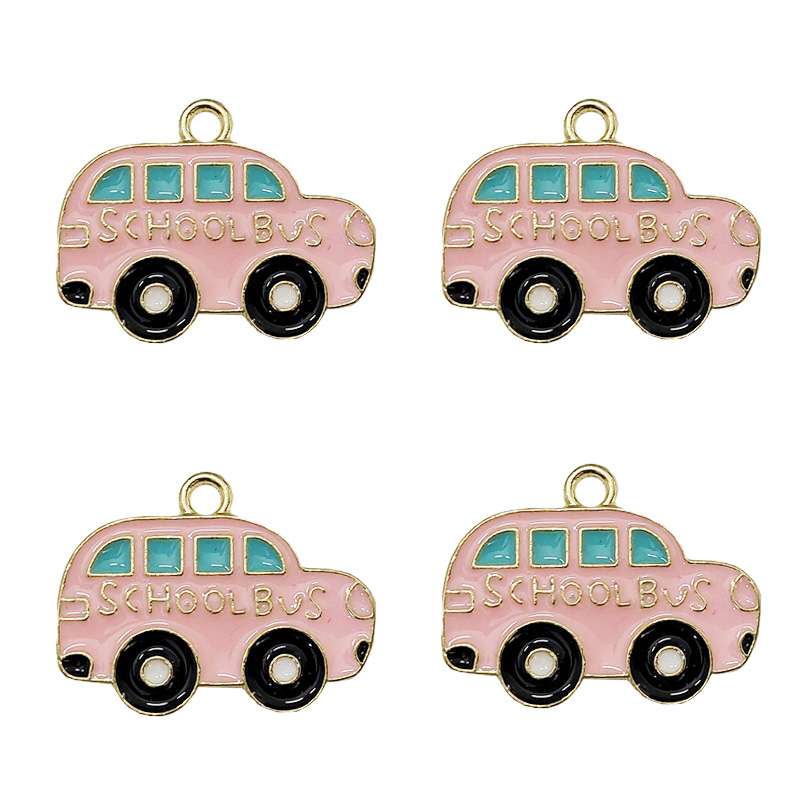 آویز گردنبند دخترانه مدل اتوبوس مدرسه کد 82 بسته 4 عددی