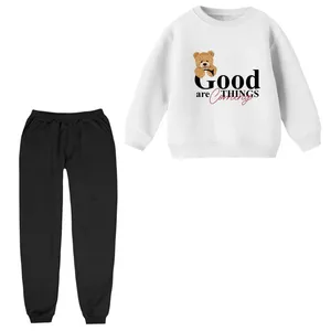 ست سویشرت آستین بلند و شلوار راحتی بچگانه مدل تدی نوشته