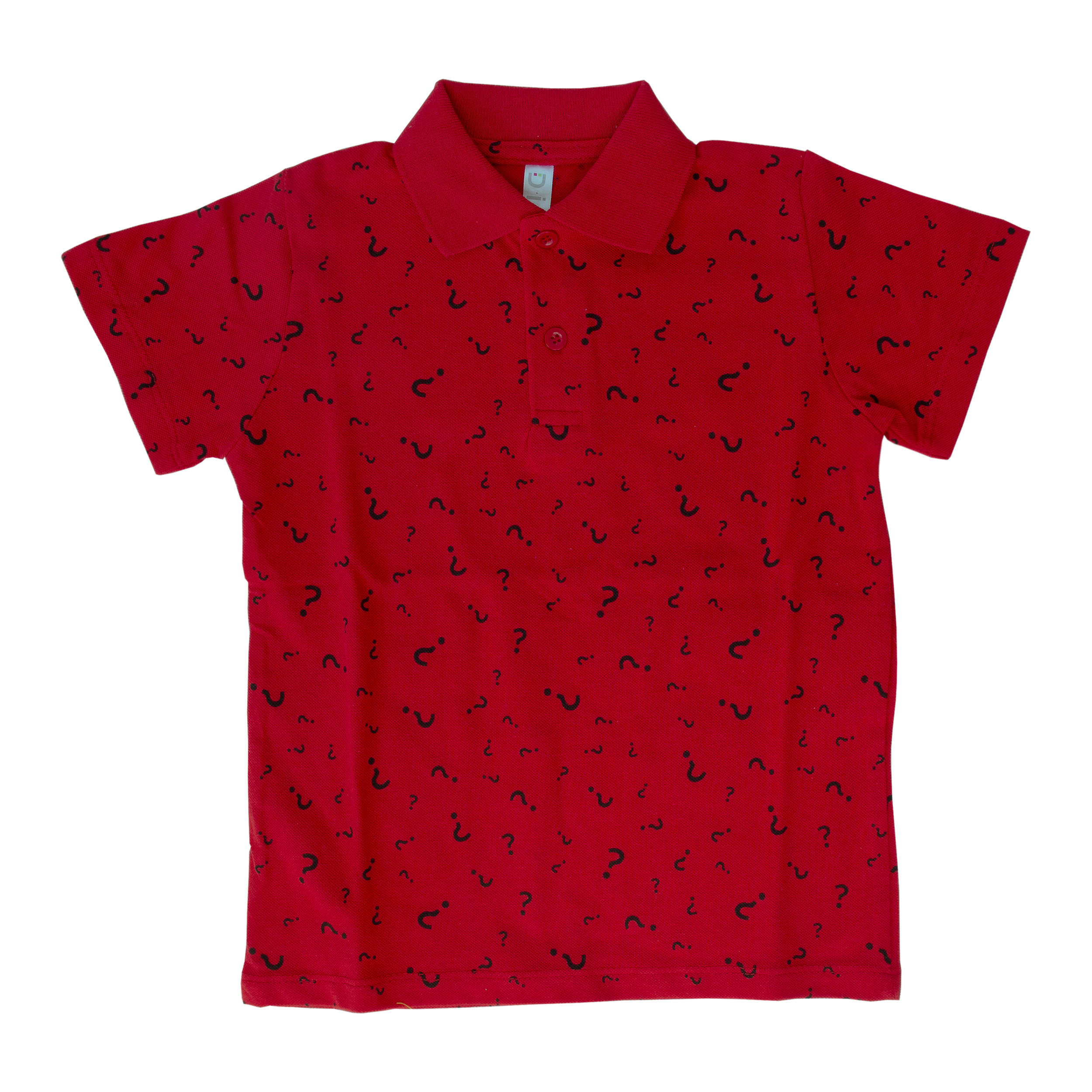 پولوشرت آستین کوتاه پسرانه مدل SORU IŞARETLI