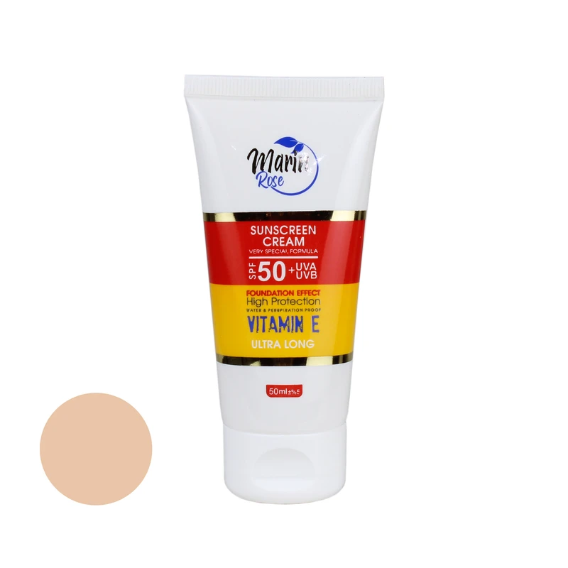 کرم ضد آفتاب رنگی صورت و گردن مارین رز SPF 50 مدل 01 محافظ UVA ،UVB ضد چروک و ضد پیری مناسب برای انواع پوست‌ حجم 50 میلی‌لیتر