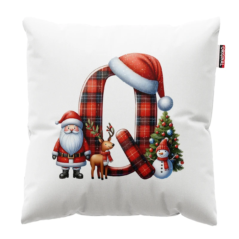 کوسن پاد آفرین مدل کریسمس طرح حرف O کد PK402607 سایز 40*40 سانتی متر 