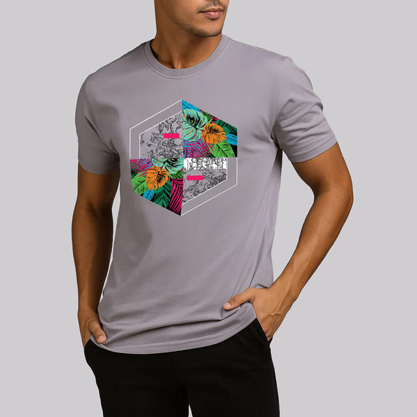 تی شرت آستین کوتاه مردانه موها فیتنس مدل FLOWER - TO