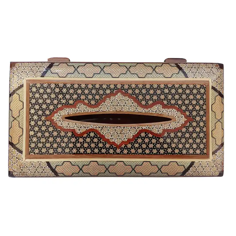 جعبه دستمال کاغذی خاتم کاری مدل K011