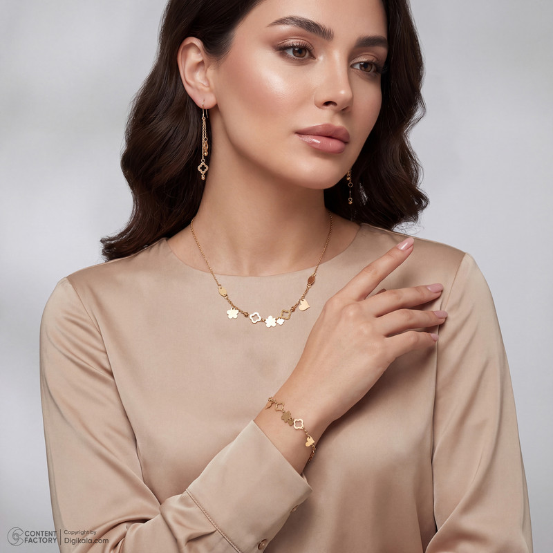 نیم ست طلا 18 عیار زنانه گالری طلای مهرسین مدل AMG8023