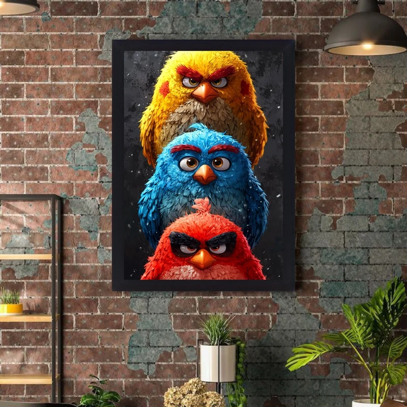 تابلو طرح پرندگان عصبانی کد 03 فریم مشکی