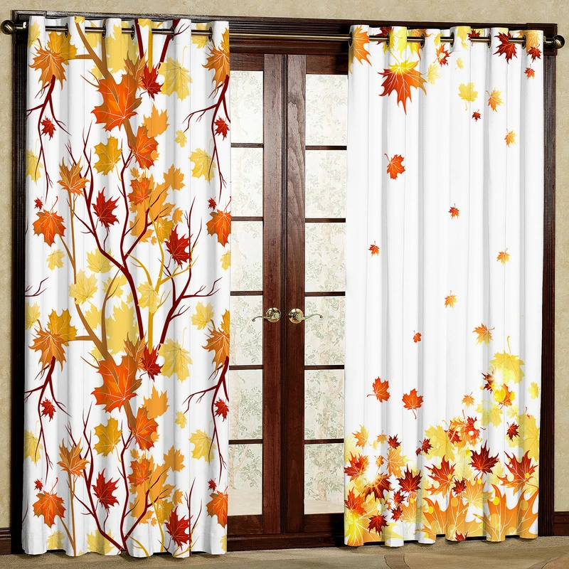 پرده مدل مخمل پانچی طرح پاییز کد 4568T2 سایز 200x140 سانتی متر