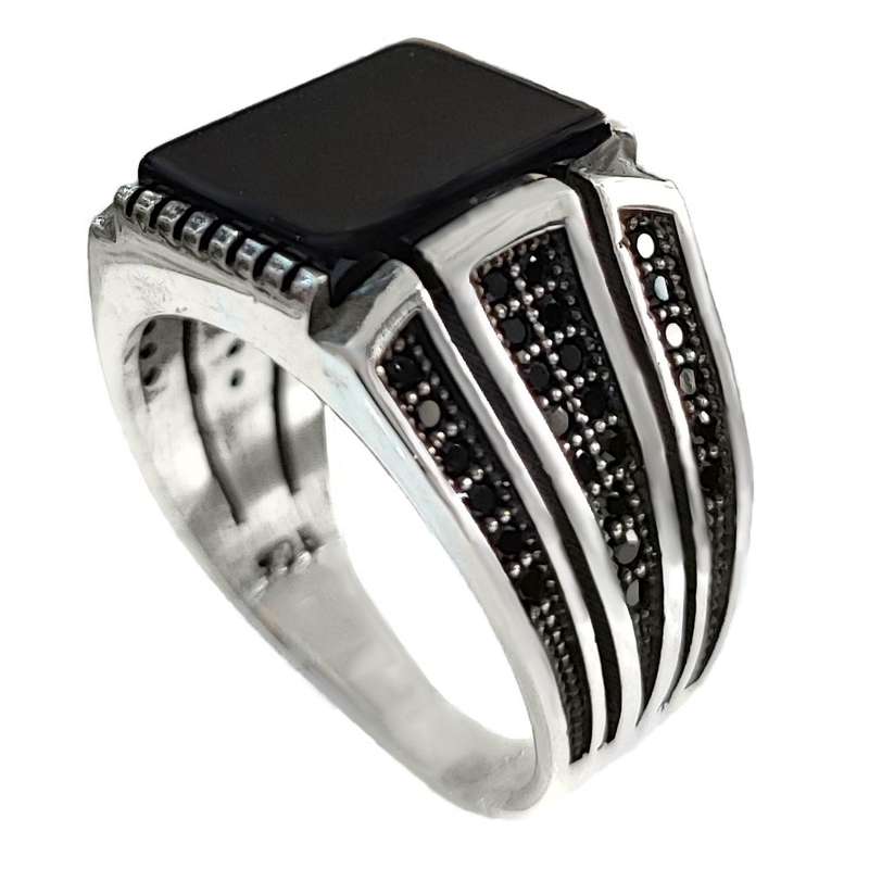 انگشتر نقره مردانه مدل عقیق MS9036