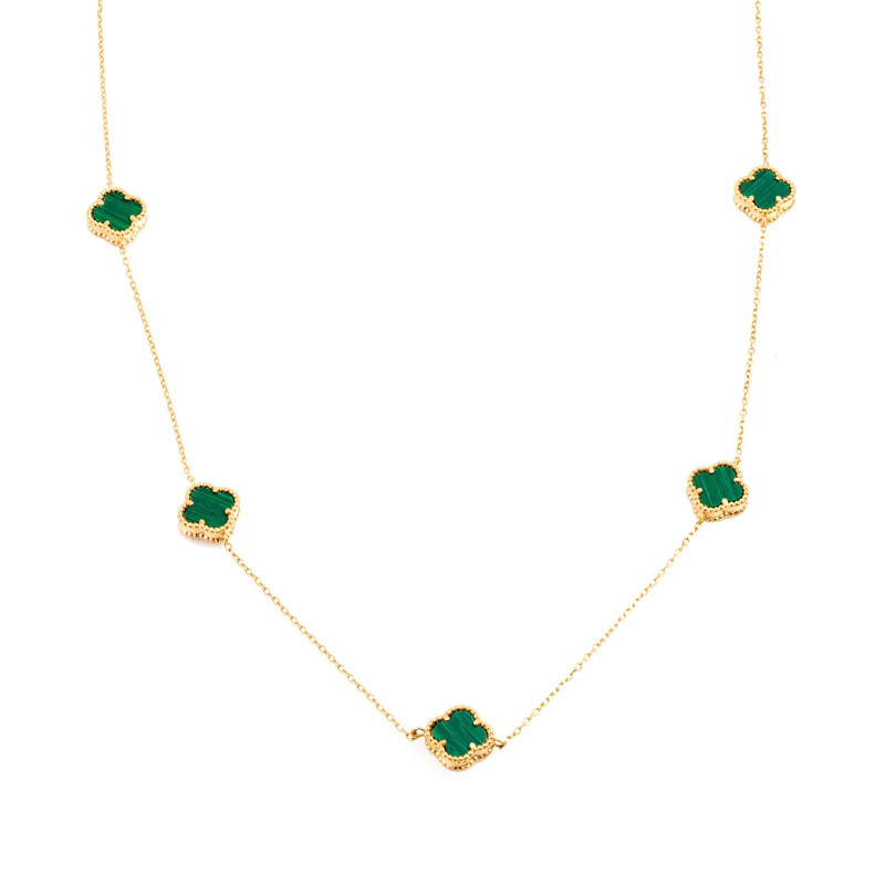 گردنبند طلا 18 عیار زنانه با طرح ونکلیف هومن گلد مدل پنج گل