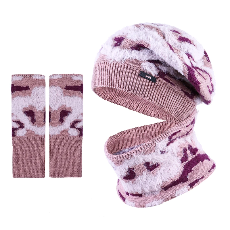 ست کلاه و شال گردن و دستکش بافتنی سام مدل فرانسوی کد 506