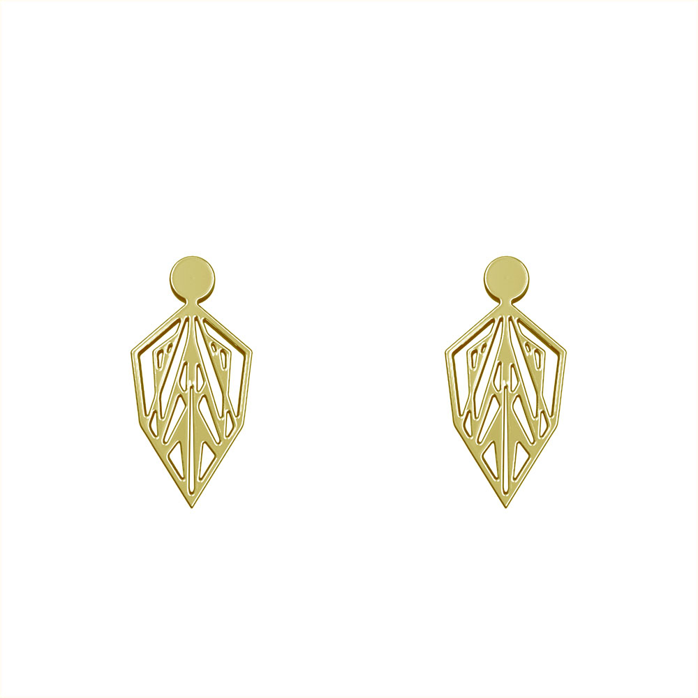 گوشواره طلا 18 عیار زنانه مدوپد مدل هندسی کد GA1-10494