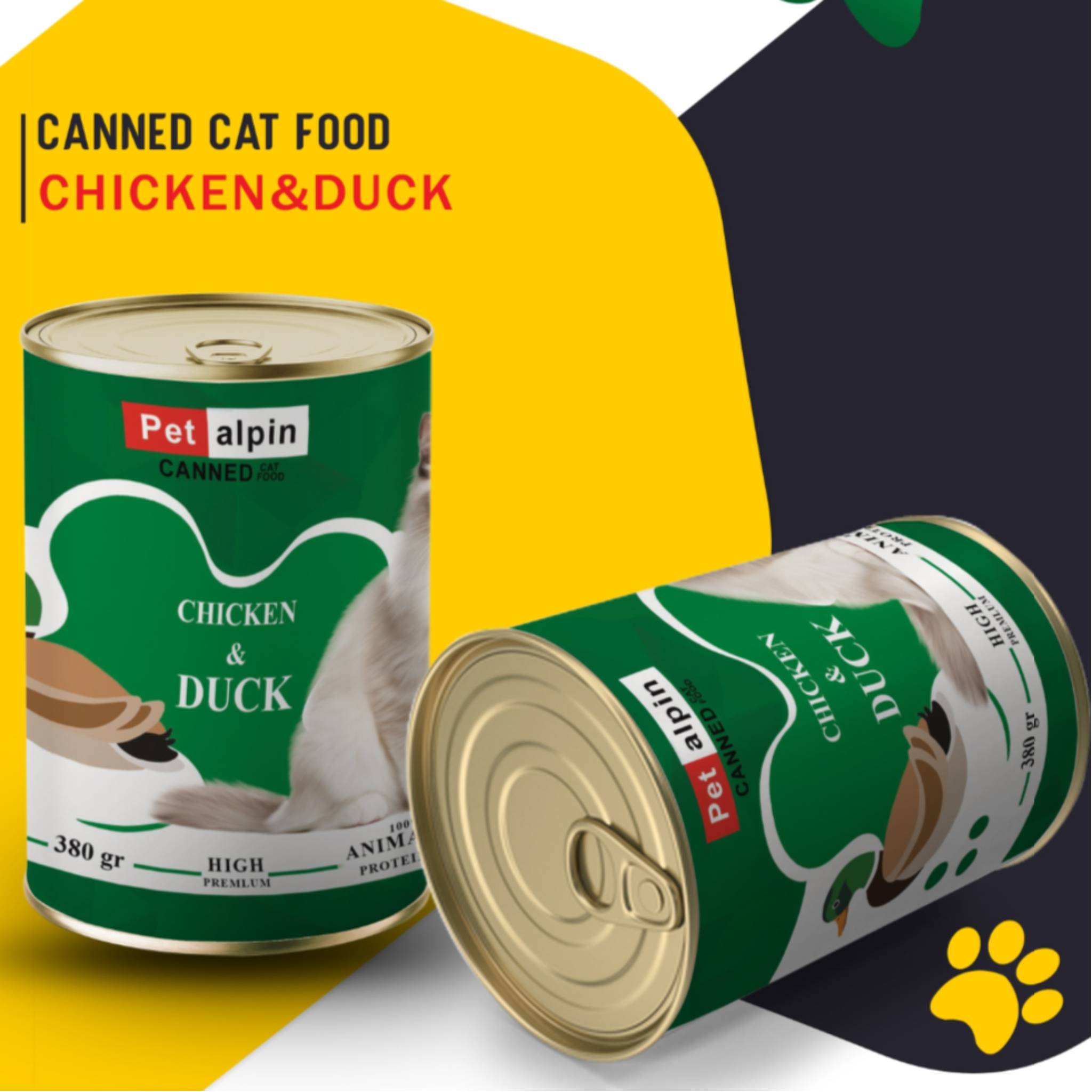 کنسرو غذای گربه پتالپین مدل مرغ و اردک وزن 400 گرم