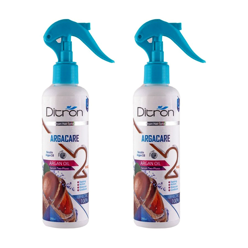 سرم دوفاز مو دیترون مدل کراتین و روغن آرگان حجم 250 میلی لیتر مجموعه 2 عددی