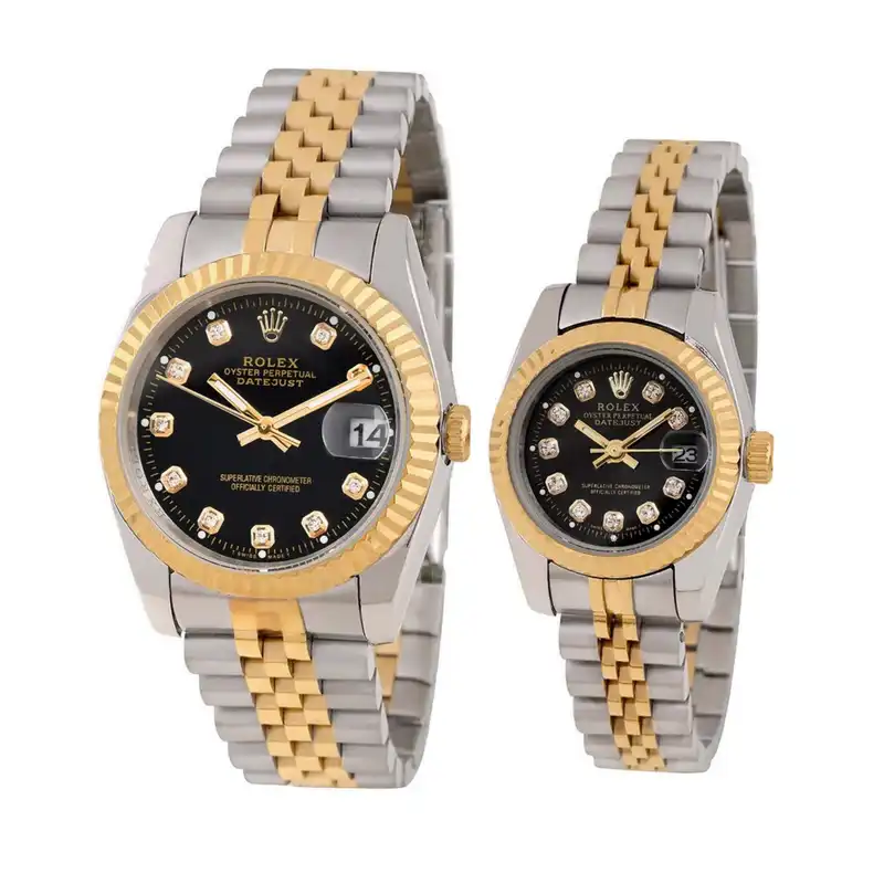 ست ساعت مچی عقربه ای زنانه و مردانه رولکس مدل دیت جاست کد 2
