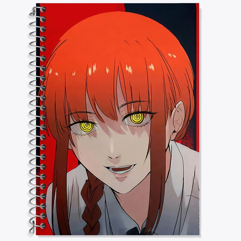 دفتر زبان 50 برگ خندالو مدل دو خط طرح ماکیما انیمه مرد اره ای Chainsaw Man کد 18014