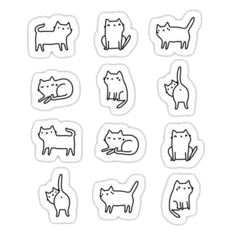 استیکر لپ تاپ و موبایل طرح گربه سفید مجموعه 12 عددی 