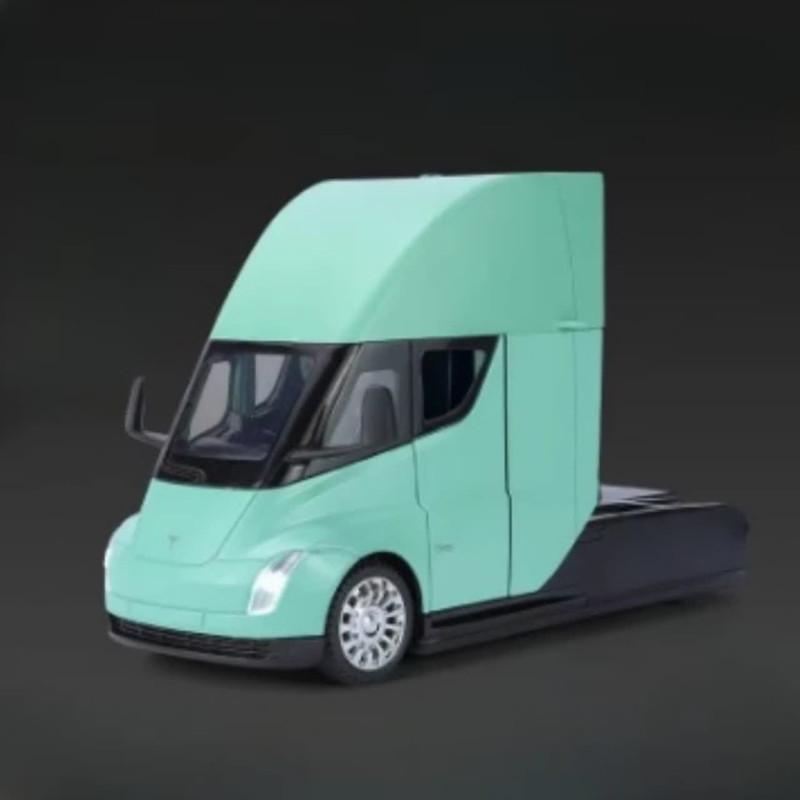 ماکت ماشین ناب سل مدل تریلی فلزی کشنده تسلا سمی موزیکال چراغدار همراه با ایستگاه شارژ TESLA Semi Truck Model Trailer NAAB001