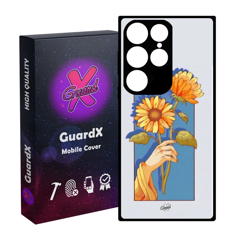 کاور گارد ایکس طرح گل و دست مدل Glass10675 مناسب برای گوشی موبایل سامسونگ Galaxy S24 Ultra