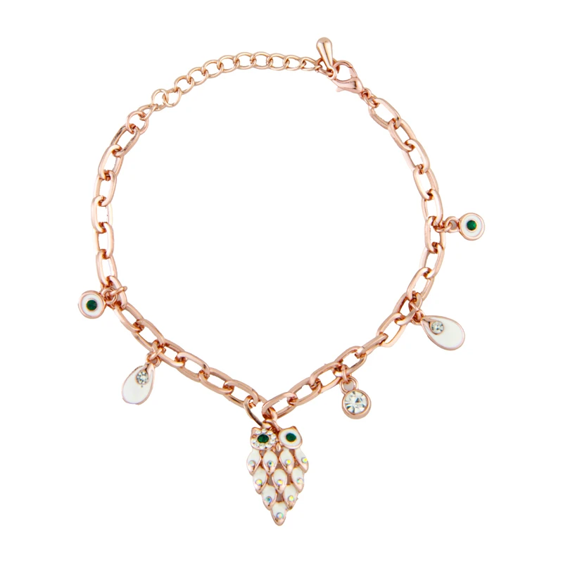 دستبند زنجیری زنانه مدل جغد نگینی کد 1951