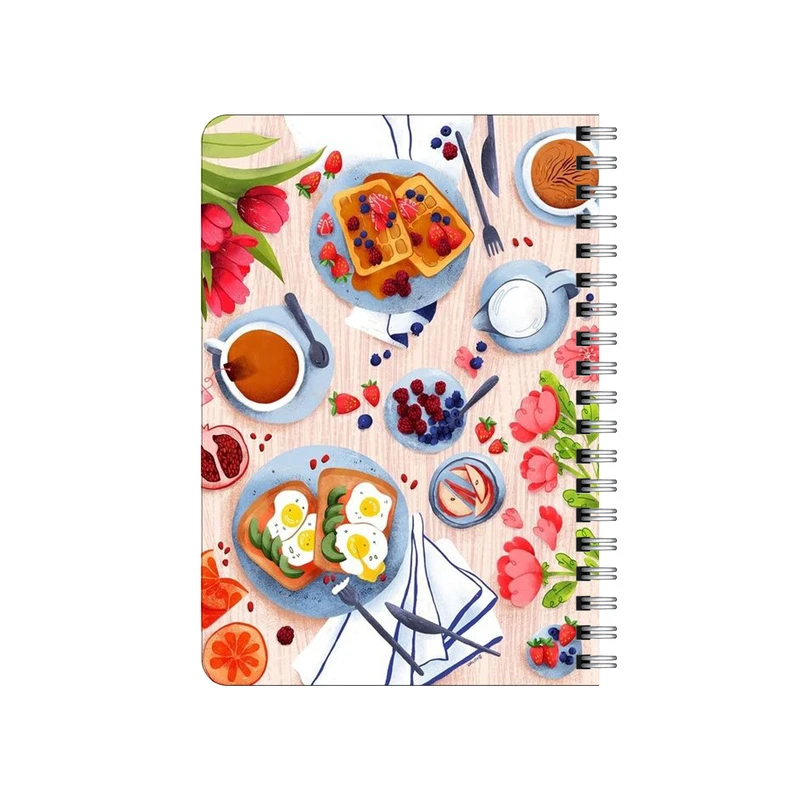 دفترچه یادداشت بامبیلیپ مدل پترن صبحانه و گل های لاله کد 8919744
