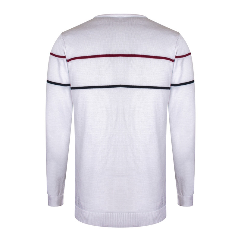 پلیور مردانه مدل یقه گرد نیم رگلان رنگ سفید