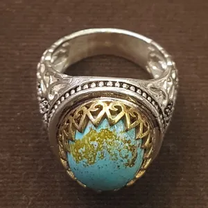 انگشتر نقره مردانه مدل سنگ فیروزه نیشابور کد P120