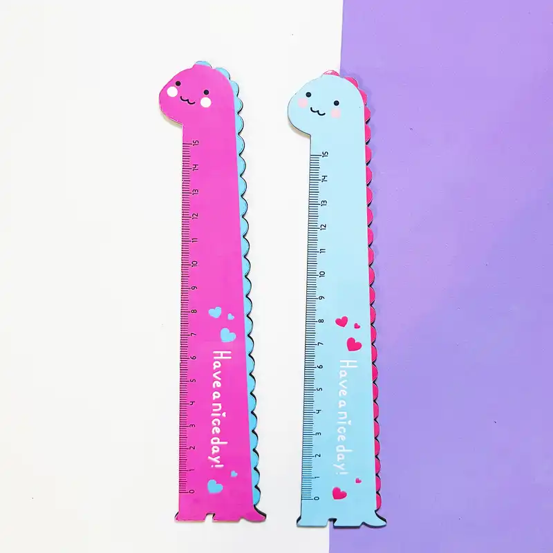 خط کش 15 سانتیمتری مدل دایناسور فانتزی مجموعه 2 عددی