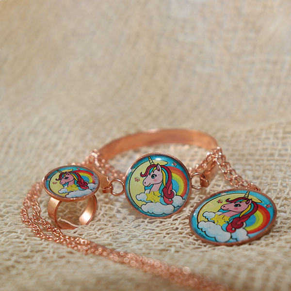 نیم ست دخترانه مدل یونی کورن کد JW252 نیم ست دخترانه مدل یونی کورن کد JW252