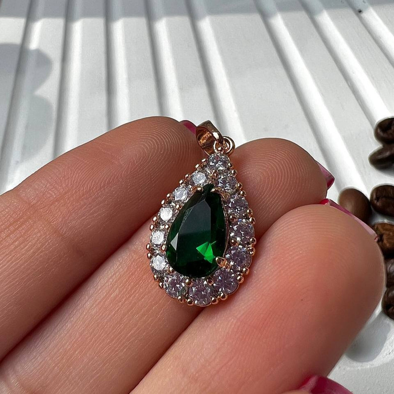 آویز گردنبند زنانه ژوپینگ مدل اشک نگینی