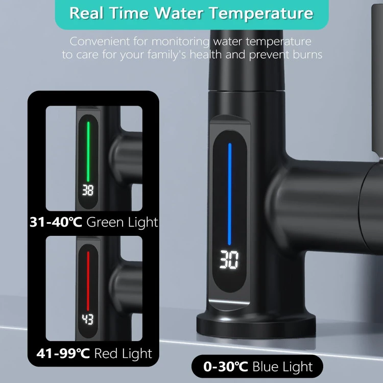 عکس شماره 5 : شیر روشویی آسانسوری مدل شاوری نمایشگردار و ال ای دی دار
