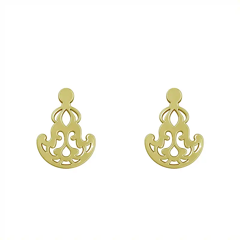 گوشواره طلا 18 عیار زنانه مدوپد مدل اسلیمی کد GA1-15304