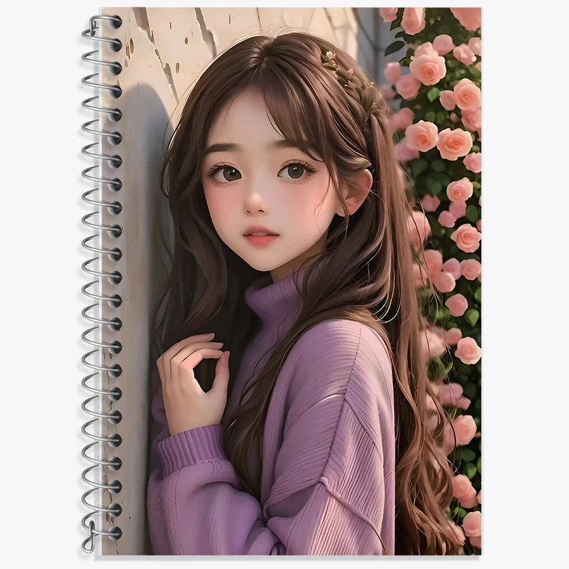 دفتر زبان 50 برگ خندالو مدل دو خط طرح دخترانه کد F7870