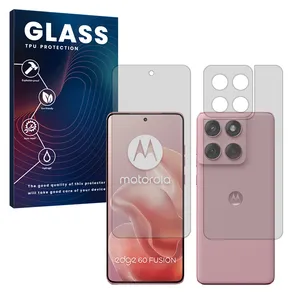 Glass Transparent Hydrogel Screen Protector for Motorola Edge 60 Fusion mobile phone along with the back protector