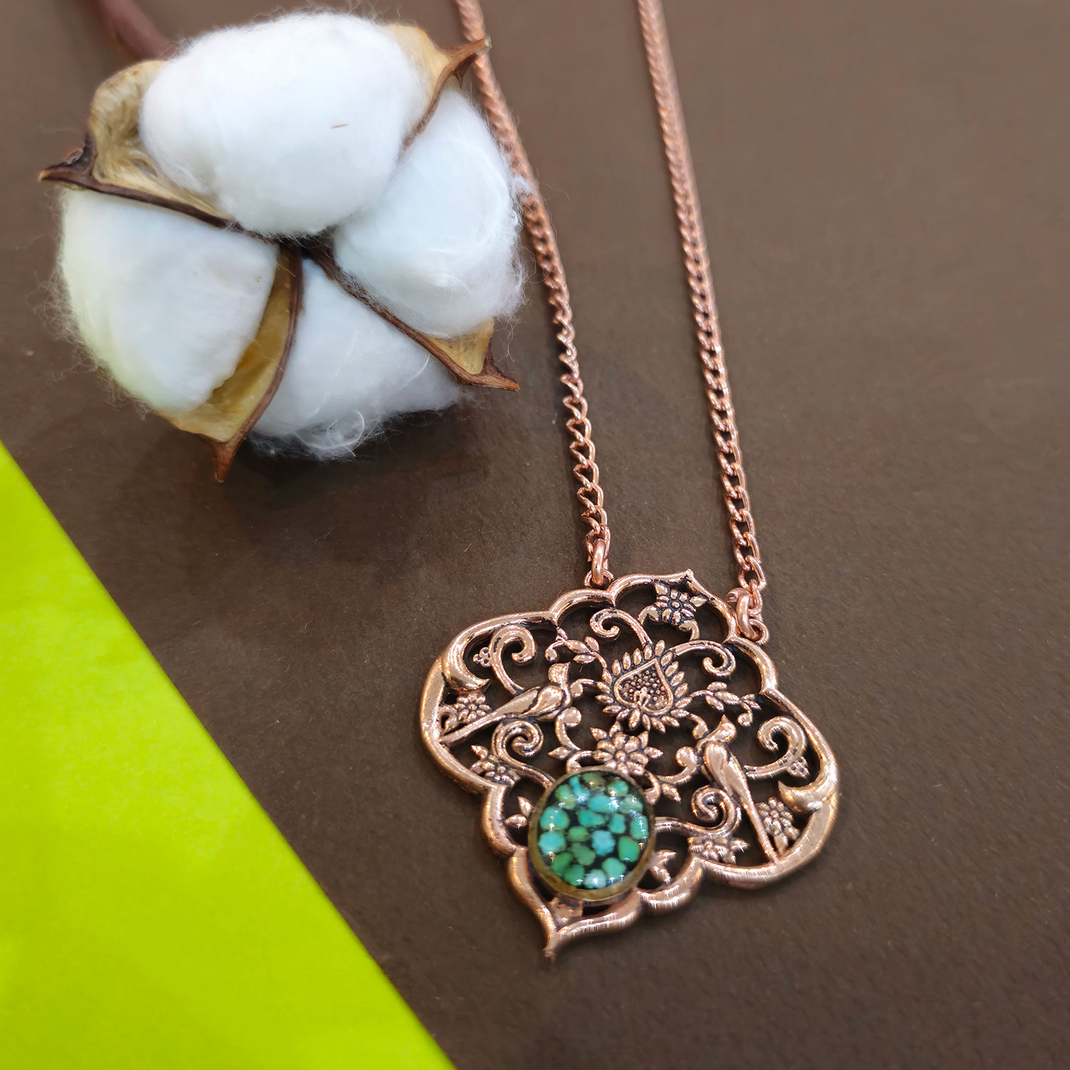 گردنبند دست ساز زنانه مدل فیروزه کوب کد S070