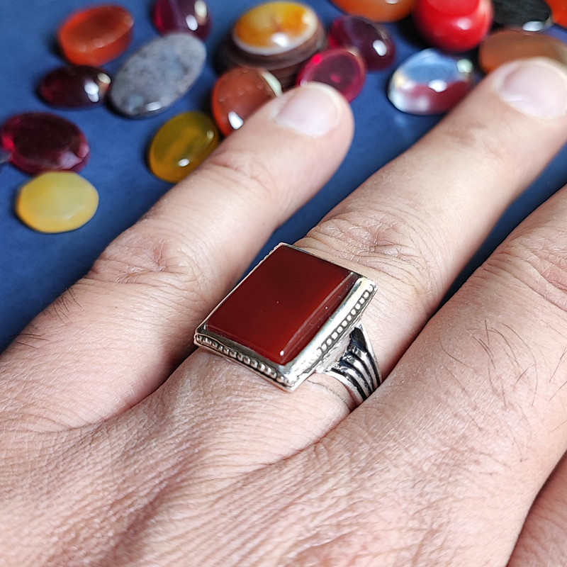 انگشتر نقره مردانه مدل عقیق MA4025