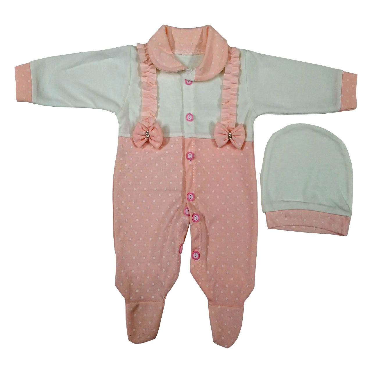 ست سرهمی و کلاه نوزادی مدل sesoo899