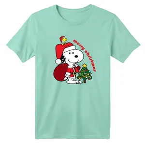 تی شرت آستین کوتاه بچگانه مدل اسنوپی کریسمس کد 9 رنگ سبز