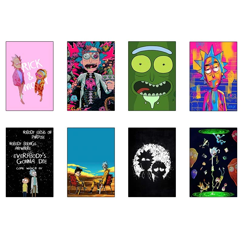 پوستر کارنيکا طرح ریک و مورتی Rick and Morty کد 76373 مجموعه 8 عددی