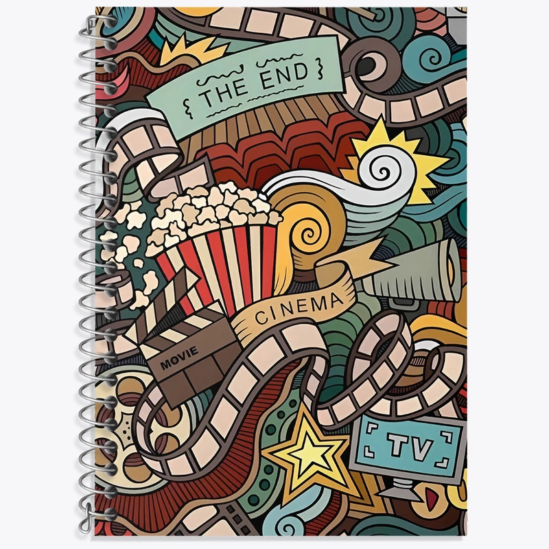 دفتر زبان 50 برگ خندالو مدل سه خط طرح پترن فیلم کد N2689