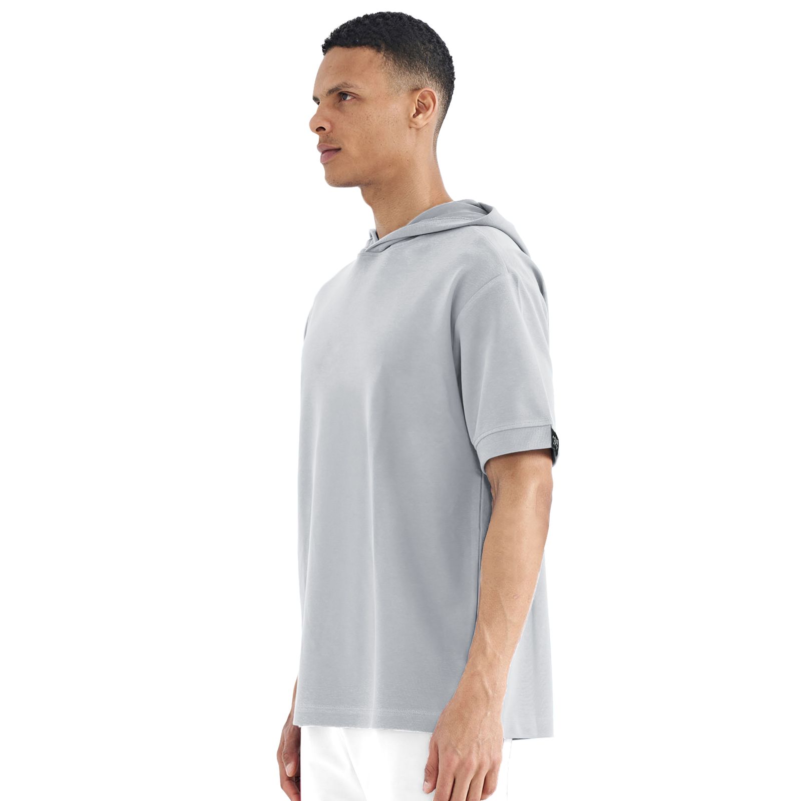 تی شرت اورسایز کلاه دار آستین کوتاه مردانه نوزده نودیک مدل TS1966 W - - 14