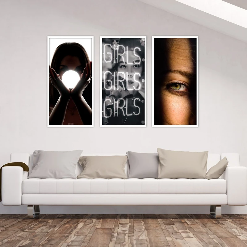 تابلو بکلیت طرح دکوراتیو چهره دخترانه مدل W-535 مجموعه 3 عددی