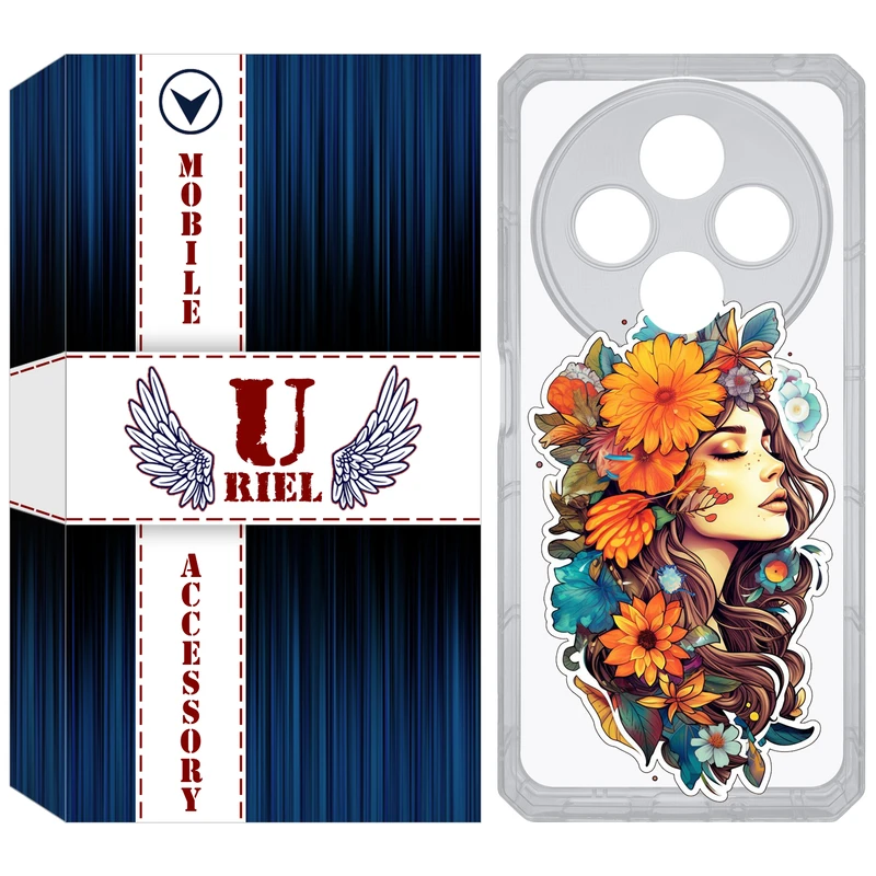 کاور یوریل مدل Clear کد 52 طرح دختر مناسب برای گوشی موبایل شیائومی Redmi 14C / Poco C75