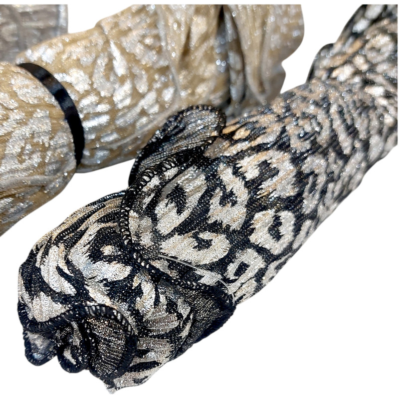 شال زنانه مدل مزونی توری طرح پلنگی حاشیه موجدار