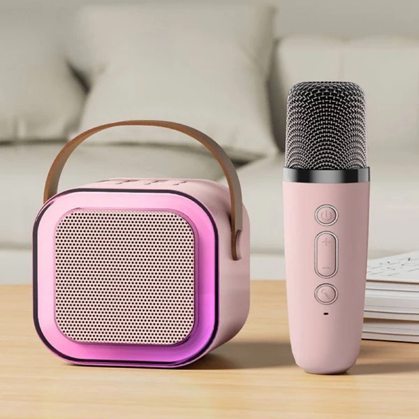 عکس شماره 4 : اسپیکر بلوتوثی قابل حمل مدل karaoke به همراه میکروفن
