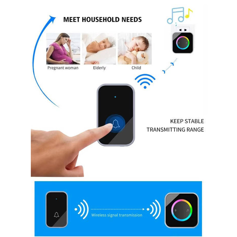 زنگ بی سیم مدل 2M488-BS به همراه 2 شستی