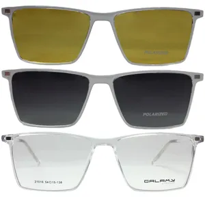 فریم عینک طبی مستطیلی مردانه گلکسی مدل 21016 مناسب برای انواع فرم صورت به همراه کاور آفتابی بسته 3 عددی