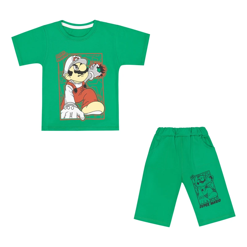 ست تی‌شرت آستین کوتاه و شلوارک راحتی پسرانه مدل m4180