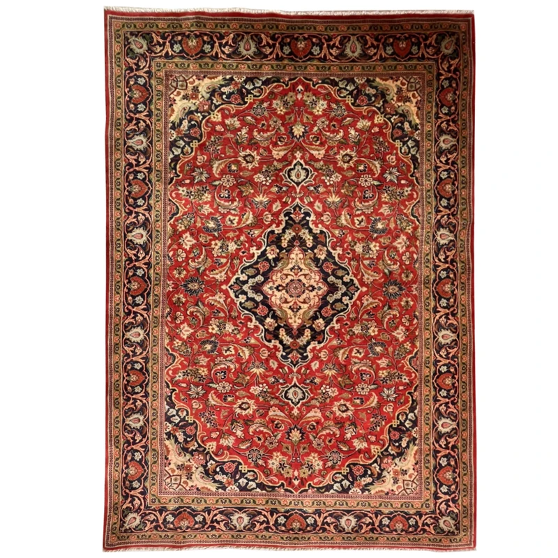 فرش دستبافت سه و نیم متری مدل شهر کد NKP.RJ104 زمینه قرمز