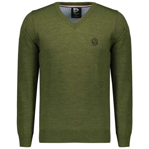 پلیور مردانه پاییزان مدل P700 ملانژ رنگ سبز صِدری