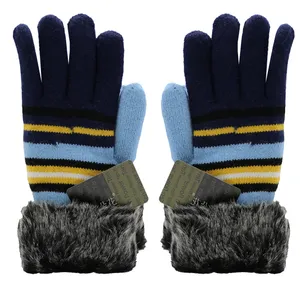 دستکش بافتنی زنانه مدل OF-LINE رنگ سرمه ای